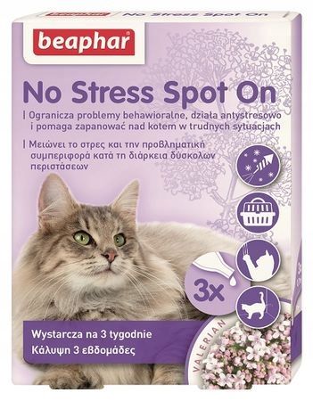 BEAPHAR No Stress Spot On krople uspokajające dla kota 3 pipety na Arena.pl