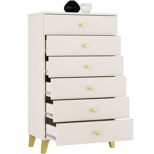 Komoda do salonu MOBI 60 cm 6 szuflad szafka glamour - kaszmir złoty na Arena.pl