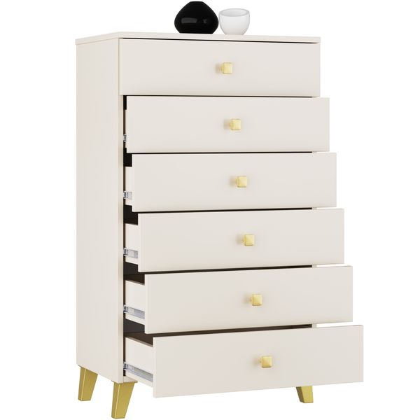 Komoda do salonu MOBI 60 cm 6 szuflad szafka glamour - kaszmir złoty zdjęcie 5