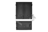 ZESTAW E6 - 43X41 CM + 23X40 CM LEWE żeliwny piecowy do pieca kominkowy