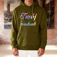 Bluza z kapturem khaki z Twoim nadrukiem - Kangaroo S