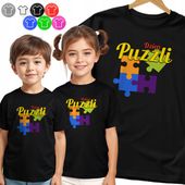 KOSZULKA DZIECIĘCA - NA DZIEŃ PUZZLI DNI SZKOLNE PUZZLE - 146 L
