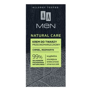 AA Men Natural Care - 50ml - krem do twarzy przeciwzmarszczkowy Rozmaryn i Chmiel