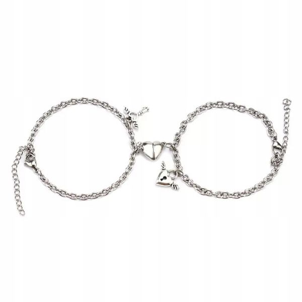 Bransoletki Magnetyczne Komplet 2 Szt Symbol Miłości dla Par Klucz i Kłódka zdjęcie 1