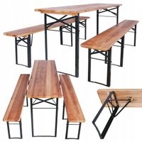 ZESTAW MEBLI OGRODOWYCH CATERINGOWYCH biesiadny STÓŁ 2 ŁAWKI