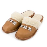 KAPCIE DAMSKIE EKO SKÓRA PANTOFLE PO DOMU LACZKI