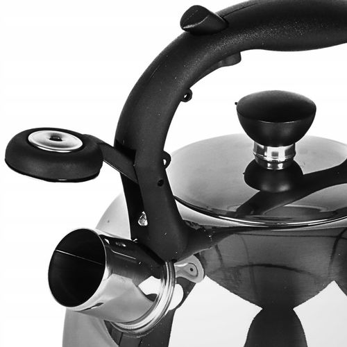 CZAJNIK STALOWY na GAZ 1,8L SREBRNY z GWIZDKIEM +RĄCZKA INDUKCJA STAL na Arena.pl