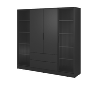 Szafa 4-Drzwiowa z Szufladami + Szkło 4D2SZ 206cm Czarna KALI PS - 4 Kolory
