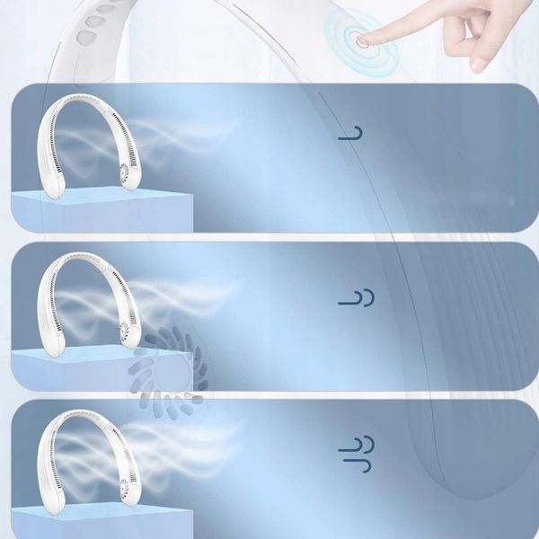 PRZENOŚNY WENTYLATOR WIATRAK NA SZYJĘ USB TRZY REGULOWANE PRĘDKOŚCI 3000mAh zdjęcie 2