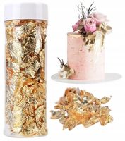 PŁATKI złoto dekoracyjne DEKORACJA TORTU ozdoby na tort KAWAŁKI ZŁOTA