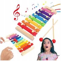 Cymbałki drewniane KOLOROWE 8 TONOWE muzyczne dla dzieci NAUKA GRANIA