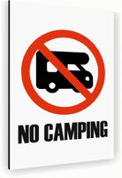 Tabliczka znak informacyjny 30x20 Biała NO CAMPING Aluminiowa NADRUK UV