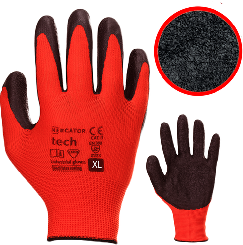 Rękawice Robocze MERCATOR Tech Red+Black Latex - XL - 240 Par na Arena.pl