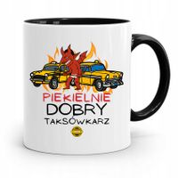 Kubek Czarny Dla Piekielnie Dobrego Taksówkarza Z Nadrukiem Ze Zdjęciem