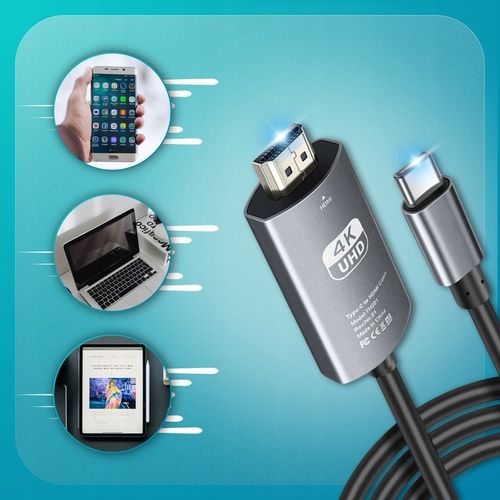 KABEL HDMI USB C 200CM ADAPTER PRZEWÓD 2M PRZEJŚCIÓWKA MHL VIDEO 4K HD na Arena.pl