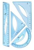 zestaw geometryczny linijka 20 cm niebieski 5456