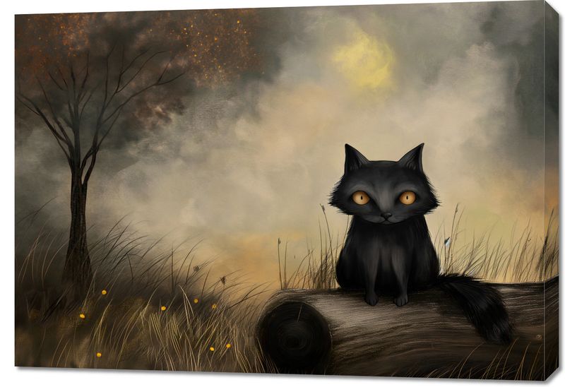 Obraz 100x70cm Czarny Kot zdjęcie 1