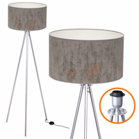 Lampa Stojąca Trigni SREBRNA Styl Skandynawski Szary CONCRET abażur