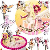 ZESTAW OPŁATEK NA TORT 20CM + TOPPERY PAPIEROWE - MIA I JA + IMIĘ 15CM 18CM