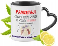 Pożegnanie Z Pracy Kubek Czarny Z Uszkiem W Kształcie Serca Na Prezent