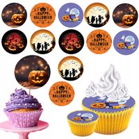 OPŁATEK na BABECZKI MUFFINKI zestaw na urodziny 12szt. - HALLOWEEN DYNIE