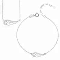 KOMPLET SREBRNY CELEBRYTKA SKRZYDŁA ANIOŁA CYRKONI