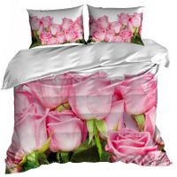 Pościel 3D bawełna satyna 160x200cm BUKIET RÓŻ