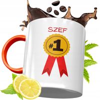 Kubek Pomarańczowy Dla Szefa Prezent Z Nadrukiem Ze Zdjęciem