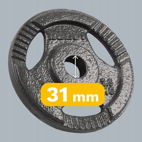 Obciążenie żeliwne zestaw 4x2.5kg 10kg otwór 31mm talerz z uchwytami REBEL na Arena.pl