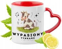 Kubek Czerwony Z Uszkiem W Kształcie Serca Dla Tynkarza Na Prezent
