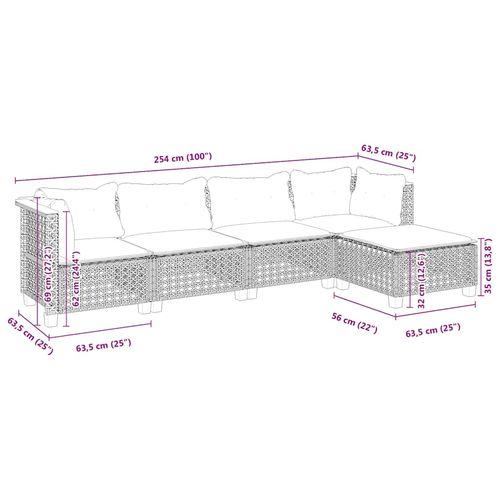 5-cz. zestaw mebli ogrodowych z poduszkami, beżowy, polirattan na Arena.pl