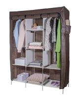Szafa tekstylna z półkami rozmiar XXL brązowa 8 półek 2 drążki HomeLife