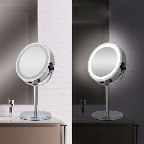 LUSTERKO KOSMETYCZNE DWUSTRONNE 13 cm PODŚWIETLANE LED LUSTRO STOJĄCE na Arena.pl