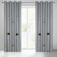 Zasłona gotowa na przelotkach ALVIN 140x250 srebrna z samochodami