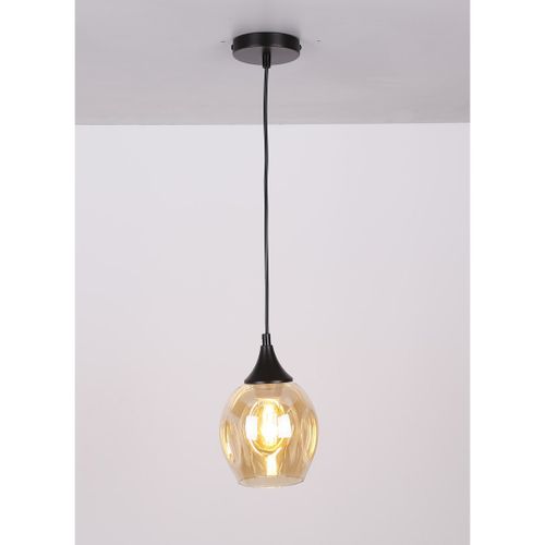 Aspa lampa wisząca czarny 1x40W E27 klosz brązowy na Arena.pl