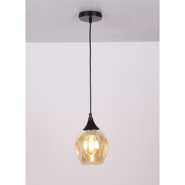Aspa lampa wisząca czarny 1x40W E27 klosz brązowy zdjęcie 4