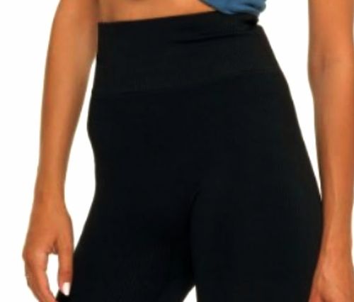 LEGGINSY z wysokim stanem spodnie z panelem czarne ELASTYCZNE 5/6XL na Arena.pl