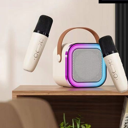 GŁOŚNIK BLUETOOTH PRZENOŚNE KARAOKE LAMPKA RGB 2 MIKROFONY USB SD MINI JACK na Arena.pl