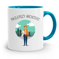 Kubek Błękitny Architekta Najlepszy Architekt Z Nadrukiem Ze Zdjęciem