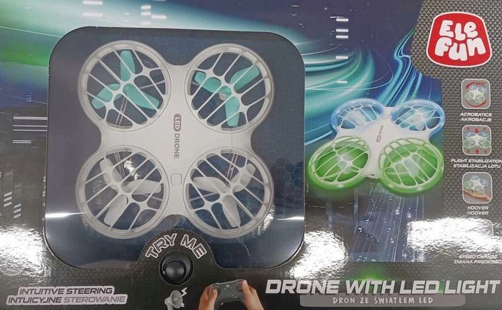 DRON LED ELEFUN + STEROWNIK INSTRUKCJA Biały zdjęcie 1