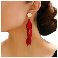 Kolczyki Sztyfty Kolor Złote Czerwone Długie Eleganckie Frędzle Lekkie103mm