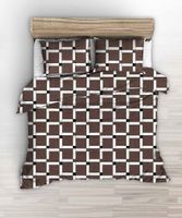Pościel z kory 160x200 brązowa w asymetryczną kratkę