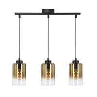 Aspra lampa wisząca czarny 3x60W E27 klosz bursztynowy