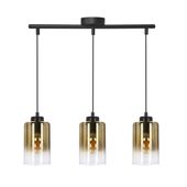 Aspra lampa wisząca czarny 3x60W E27 klosz bursztynowy
