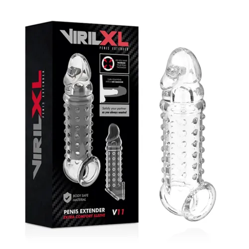 virilxl v11 - transparentny anatomiczny rękaw intymny z uchwytem, 13,5 cm na Arena.pl