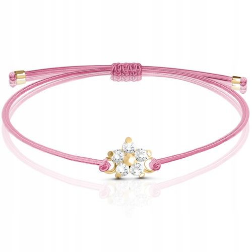 Bransoletka dla dziewczynki srebrna na sznurku srebro pozłacane 925 na Arena.pl