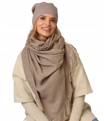 Jesienna CZAPKA damska nakrycie głowy polski producent latte gładka V3 na Arena.pl