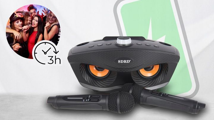 KARAOKE BEZPRZEWODOWY ZESTAW GŁOŚNIK 2 MIKROFONY BLUETOOTH NA IMPREZY SUPER zdjęcie 10