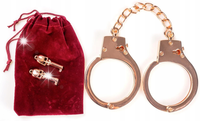 Metalowe kajdanki z dwoma kluczami czaszki - Prop Toy Handcuffs (Rose Gold)