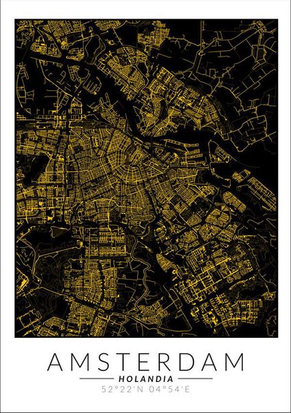 Amsterdam złota mapa - plakat 40x50 cm zdjęcie 1